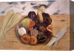 Frida Canvas Paintings - Fruits of the Earth by Frida Kahlo