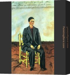 Hair Canvas Paintings - Self Portrait with Cropped Hair by Frida Kahlo