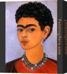 Hair Canvas Paintings - Self Portrait with Curly Hair by Frida Kahlo
