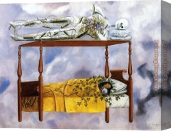 Frida Canvas Paintings - The Dream by Frida Kahlo