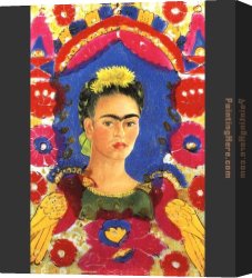 Frida Canvas Paintings - The Frame by Frida Kahlo