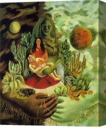 Which One Do You Love Best Canvas Paintings - The Love Embrace of the Universe the Earth Mexico Me Diego and Mr Xolotl by Frida Kahlo