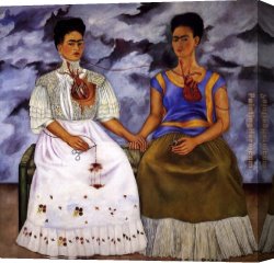 Frida Canvas Paintings - The Two Fridas by Frida Kahlo