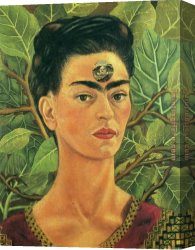 Frida Canvas Paintings - Thinking about Death by Frida Kahlo