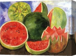 Frida Canvas Paintings - Viva la vida by Frida Kahlo