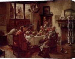 A Holiday Gathering Canvas Paintings - A Literary Gathering by Fritz Wagner
