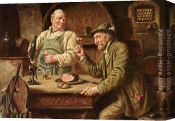 Wine Canvas Paintings - In The Wine Cellar by Fritz Wagner