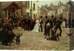 Wedding Canvas Paintings - The Wedding Procession, Epinay sur Seine by Gabriel Charles Deneux
