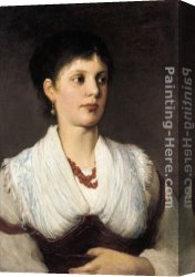 Peter Von Cornelius Canvas Paintings - A portrait of a woman in native costume by Gabriel Cornelius Ritter von Max