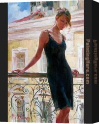Afternoon Canvas Paintings - Afternoon on the Balcony by Garmash