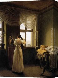 Mirror Canvas Paintings - At the Mirror by Georg Friedrich Kersting