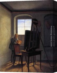 Caspar Canvas Paintings - Caspar David Friedrich in his Studio by Georg Friedrich Kersting