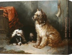 Napoleon, King of Italy Canvas Paintings - A Terrier and a King Charles Spaniel by George Armfield