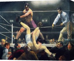 Boxing Canvas Paintings - Dempsey and Firpo by George Bellows