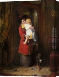 The Kiss Canvas Paintings - A Christmas Kiss by George Bernard O'Neill