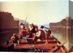 Card Canvas Paintings - Ferrymen Playing Cards by George Caleb Bingham