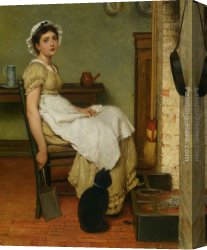 George Dunlop, R.a., Leslie Canvas Paintings - Her First Place by George Dunlop, R.A., Leslie