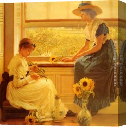 George Dunlop, R.a., Leslie Canvas Paintings - Sun and Moon Flowers by George Dunlop, R.A., Leslie