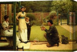 Goldfish Canvas Paintings - The Goldfish Seller by George Dunlop, R.A., Leslie