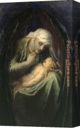 Innocence Canvas Paintings - Death Crowning Innocence by George Frederick Watts