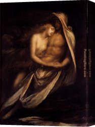 Watts Canvas Paintings - Paulo And Francesca by George Frederick Watts