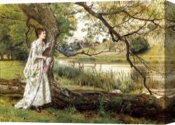 Goodwin Canvas Paintings - On The River Bank by George Goodwin Kilburne