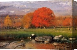 Valley of The Yosemite Canvas Paintings - Catskill Valley by George Inness