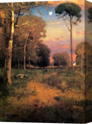 Early Canvas Paintings - Early Moonrise Florida by George Inness
