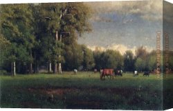 Landscape with Cattle Canvas Paintings - Landscape with Cattle by George Inness