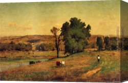 Figure Canvas Paintings - Landscape with Figure by George Inness
