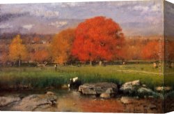 Valley of The Yosemite Canvas Paintings - Morning Catskill Valley by George Inness