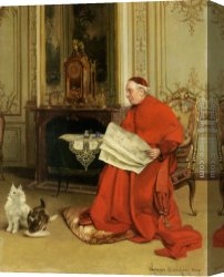 Abigail, a New Model Canvas Paintings - Reading the News by Georges Croegaert