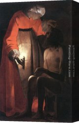 Wife Canvas Paintings - Job mocked by his wife by Georges de La Tour