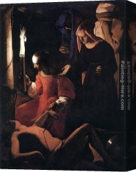 Mlle. Irene Cahen D'anvers Canvas Paintings - St Sebastian Attended by St Irene by Georges de La Tour