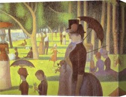Georges Canvas Paintings - A Sunday on La Grande Jatte Detail by Georges Seurat
