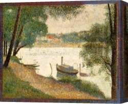 Georges Canvas Paintings - Gray weather Grande Jatte by Georges Seurat