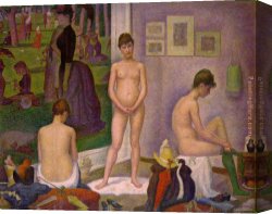 Model Canvas Paintings - The Models by Georges Seurat