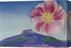Pink Canvas Paintings - Hollyhock Pink With Pedernal 1937 by Georgia O'Keeffe
