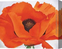 Untitled Green Red on Orange 1951 Canvas Paintings - Red Poppy by Georgia O'Keeffe