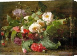 Poppies 1886 Canvas Paintings - Poppies and Wild Roses by Geraldine Jacoba Van De Sande Bakhuyzen