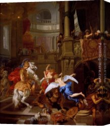 Genesis The Fall And Expulsion From Paradise The Expulsion Canvas Paintings - The Expulsion Of Heliodorus From The Temple by Gerard De Lairesse
