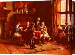 Card Canvas Paintings - The Card Game by Gerard Portielje