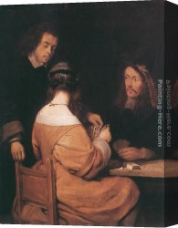 Card Canvas Paintings - Card-Players by Gerard ter Borch