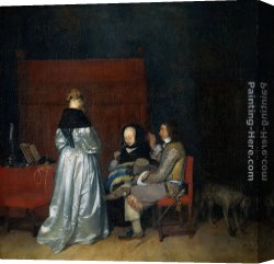 Conversation Canvas Paintings - Gallant Conversation; known as The Paternal Admonition' by Gerard ter Borch