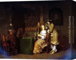 Card Canvas Paintings - An Elegant Company Playing Cards by Gerbrand van den Eeckhout