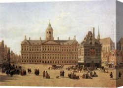Square Canvas Paintings - Dam Square, Amsterdam by Gerrit Adriaensz. Berckheyde