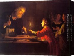 Childhood Sweethearts Canvas Paintings - Childhood of Christ by Gerrit van Honthorst