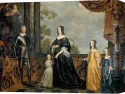 Prince Canvas Paintings - Frederick Henry, Prince of Orange, with His Wife and Daughters by Gerrit van Honthorst