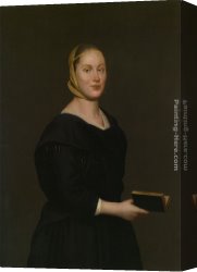 Portrait of a Monk of The Benedictine Order, Holding a Skull Canvas Paintings - Portrait of Donna Alba Regina del Ferro - three quarter length in a black dress holding a book by Giacomo Ceruti