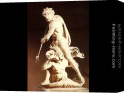 Nymph And Triton Canvas Paintings - Neptune and Triton by Gian Lorenzo Bernini